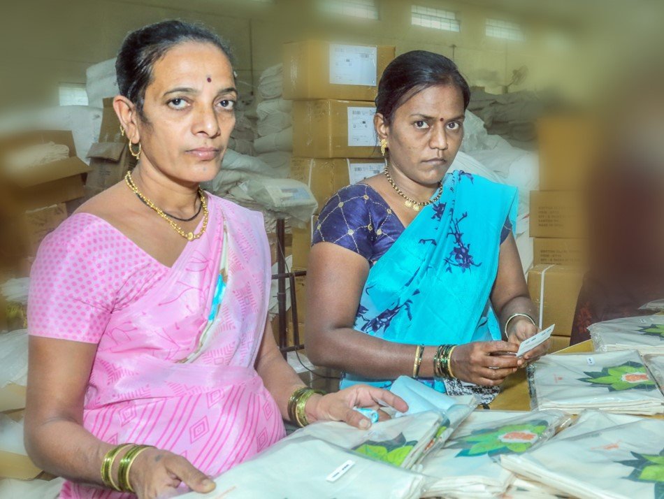 Ladies involved in packing Ladies involved in packing